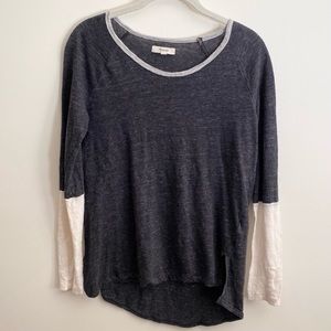 Madewell Gray and White Color Block T-shirt